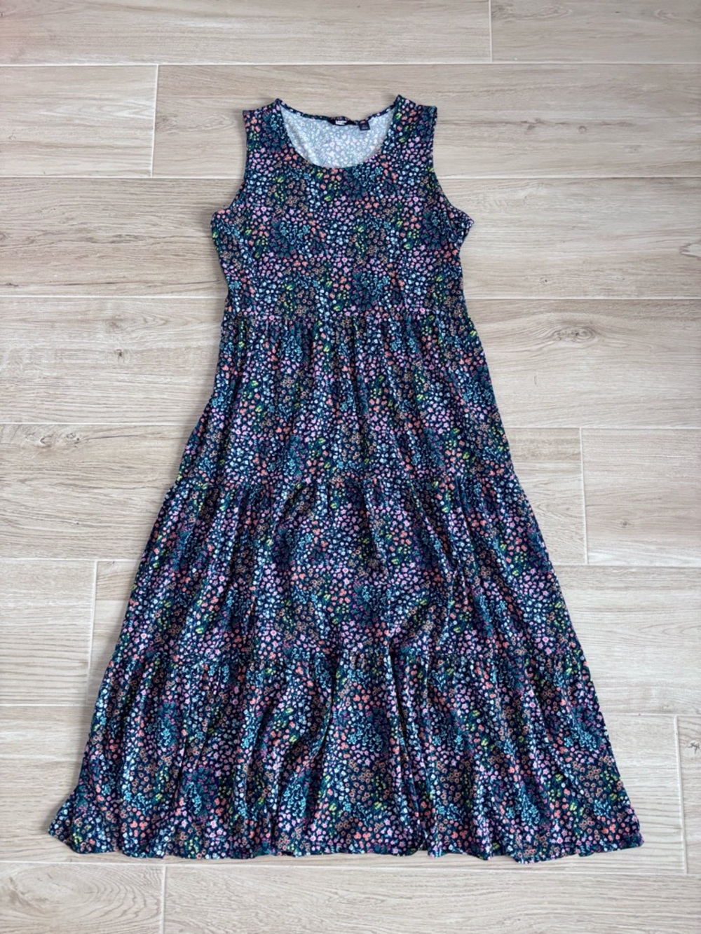 Lands' End Navy Floral Maxi Dress
